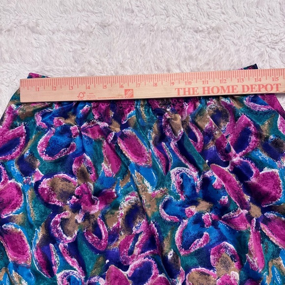 Vintage 80s–90s Abstract Floral Midi Skirt – Fits Size 4/6 tagged a 14 - Picture 4 of 5